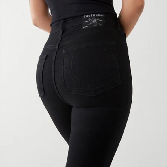 True Religion HALLE BLACK MID RISE SUPER SKINNY JEAN - Picture 2 of 11